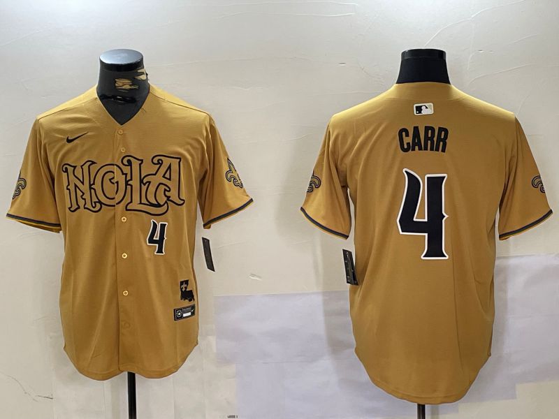 Men New Orleans Saints #4 Carr Yellow Joint Name 2024 Nike Limited NFL Jersey style 4->indianapolis colts->NFL Jersey